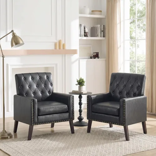 Vista 22 de Sillas decorativas modernas de mediados de siglo, silla de oficina de felpilla beige para recepción, silla de club tapizada para sala de estar