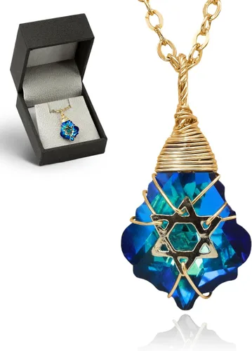 Vista 7 de Collar de estrella de David para mujeres y hombres, collar de estrella judía relleno de oro de 14 quilates, collar de Israel