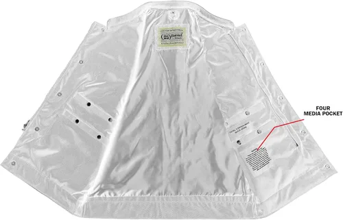 Vista 4 de Daniel Smart - Chaleco para hombre, material de lona con detalles de cuero, chaleco de motocicleta para hombre con bolsillo oculto