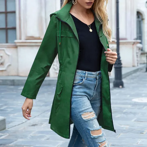 Vista 7 de Zando Chaquetas impermeables para mujer, chaquetas impermeables para mujer, chaqueta impermeable con capucha, rompevientos para mujer