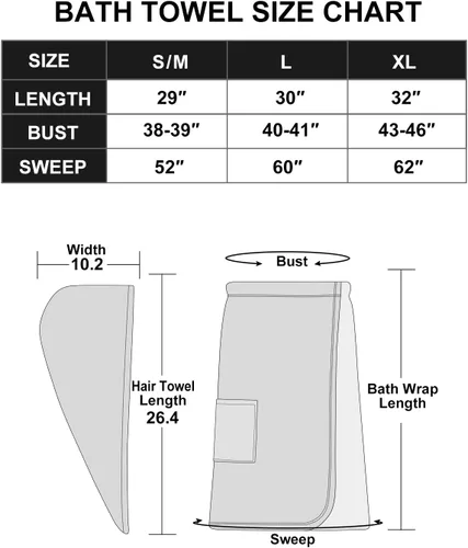 Vista 5 de Knuffnee Toalla de baño para mujer, ducha, spa, envoltura corporal, cierre ajustable, bata de baño