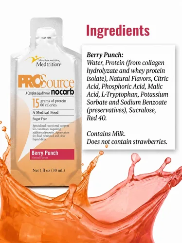 Vista 2 de Medtrition ProSource NoCarb Berry Punch - Paquete de 25-1 fl oz