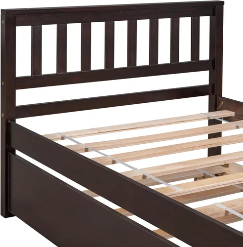 Vista 5 de Marco de cama de madera con cabecera y estribo, cama nido, no necesita somier (expreso) para adolescentes, niños, niñas, adultos