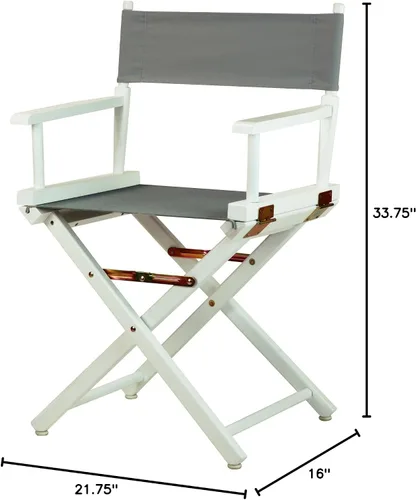 Vista 9 de Casual Home - Silla de director de 18.0 in, marco blanco con lona gris