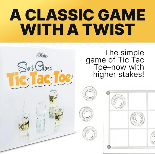 Vista 2 de Fairly Odd Novelties Shot Glass Tic Tac Toe Juego - Diseño elegante para beber divertido, perfecto para fiestas, parejas y estrategia, tablero