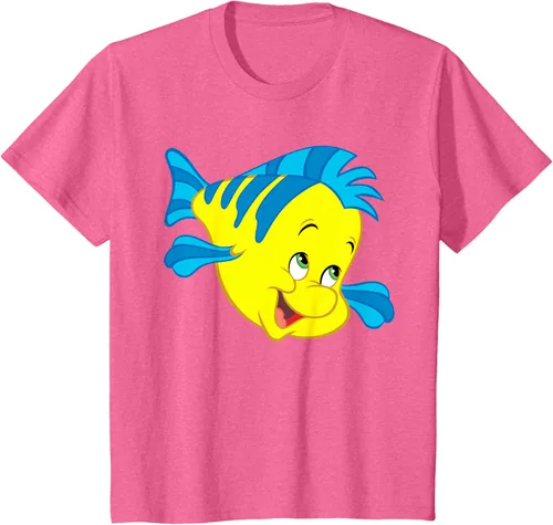 Vista 42 de Disney Camiseta de disfraz de cara grande de la Sirenita Flounder Sidekick