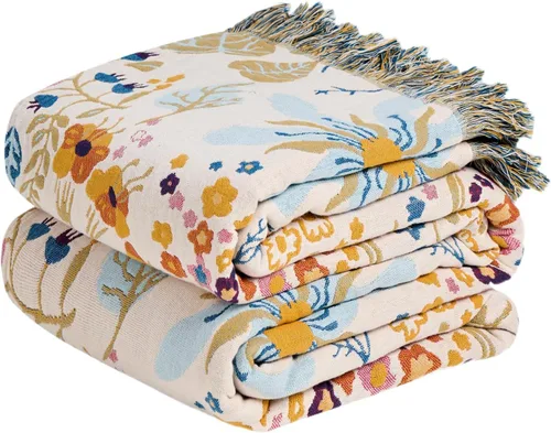 Vista 13 de LUTBM Manta bohemia para sofá de 50 x 60 pulgadas, 100% algodón, suave Animal-pájaro-a