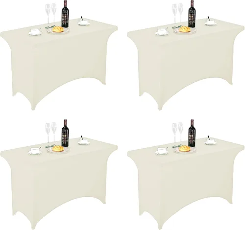 Vista 108 de FORLIFE - Funda de mesa de elastano, mantel ajustado de 4 pies para mesas rectangulares, funda elástica para patio, universal para bodas, banquetes