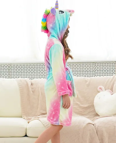 Vista 3 de Doctor Unicorn Girls Unicorn Galaxy Stars Hooded Robe, Unicorn Gifts for Girls