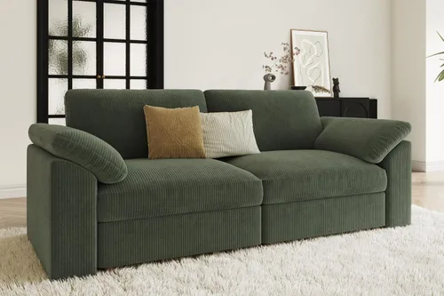 Vista 23 de EASE MOOSE Sofá modular verde seccional de gran tamaño en forma de L Pana verde