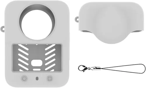 Vista 10 de Funda protectora de silicona + cubierta de lente para DJI Osmo 360, funda protectora suave a prueba de arañazos lateral de la batería abierta Negro