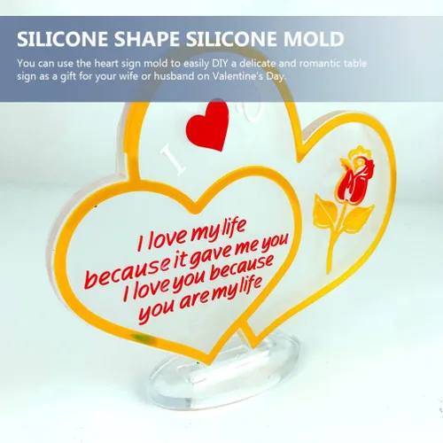 Vista 5 de Molde de silicona con signo de corazón para fundición de resina, manualidades, San Valentín, molde epoxi antiadherente flexible