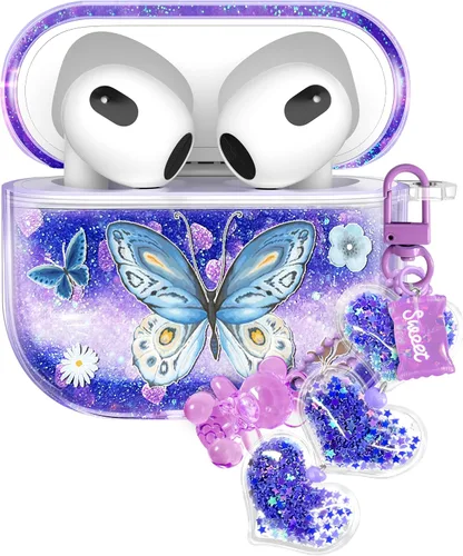 Vista 31 de para Airpods de 2ª/1ª Generación - Estuche Quicksand Liquid Kawaii Lindo Mujer Niña Mujeres Chispeante Brillante Bling Resplandor Adorable Elegante