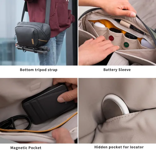 Vista 6 de PGYTECH OneGo Solo V2 Bolsa Bandolera para Cámara, Bolsa de Pecho para Cámara de 4L Bandolera Riñonera para Fotógrafos de Viajes Urbanos, Bolsa