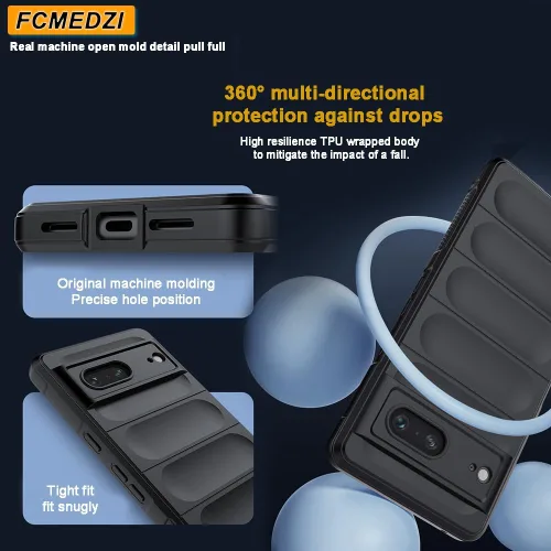 Vista 5 de Funda compatible con Google Pixel 8 Pro con tacto agradable al tacto [protección de grado militar de 15 pies] y protector de pantalla de vidrio