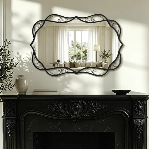 Vista 2 de Besdomus Espejo de baño negro moderno: espejos de baño grandes de 24 x 36 pulgadas para colgar sobre el fregadero, colgante vertical u horizontal