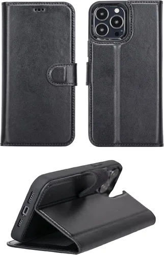 Vista 3 de VENOULT - Funda tipo cartera compatible con iPhone 14 Plus para hombre o mujer, 14 Pro / 14 Pro MAX / 13 MAX de cuero genuino de grano completo