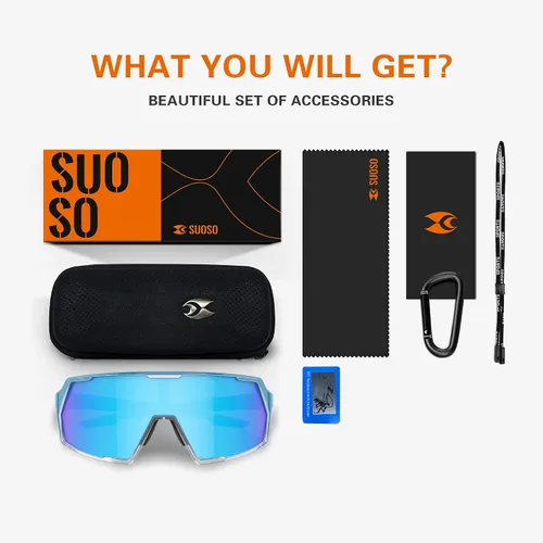 Vista 7 de suoso Gafas de sol deportivas de ciclismo para hombre: protección UV400, gafas de sol para jóvenes, para ciclismo, correr, béisbol, sóftbol