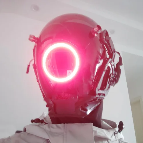 Vista 3 de Máscara punk cosplay para hombres y mujeres, máscara tecnológica futurista, máscara de cosplay de Halloween, accesorios para fiestas y festivales