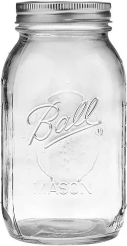 Vista 2 de Ball Tarro Mason de boca regular de 32 onzas con tapas y bandas, transparente (paquete de 2)