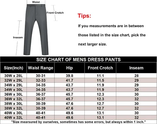 Vista 7 de COOFANDY Pantalones de vestir de ajuste clásico para hombre, pantalones formales rectos con frente plano, sin arrugas, cintura expandible
