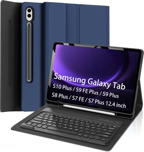 Vista 27 de Funda de teclado para Samsung Galaxy Tab S7 FE (5G)/S8 Plus/S7 Plus de 12.4 pulgadas Teclado Bluetooth magnético desmontable Funda protectora