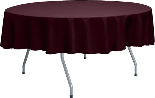 Vista 51 de Ultimate Textile Mantel redondo reversible Shantung Satin Majestic de 84 pulgadas, color rosa hielo