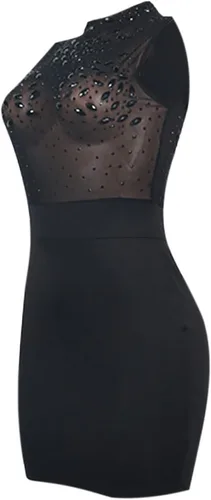 Vista 8 de Halter Neck Dresses for Women Formal Sexy Backless Hot Drill See Through Gown Dress Nightclub Bodycon Mini Prom Dress