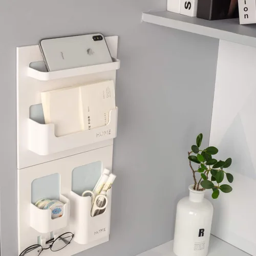 Vista 6 de Estante de Mesita de Noche - Adhesivo Montado en la Pared para Dormitorio, Dormitorio Universitario, Oficina Accesorios Flotantes