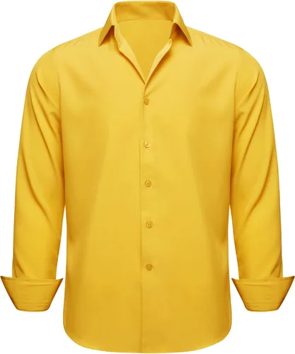 Vista 18 de Barry.Wang Camisas de discoteca de los años 70 para hombre, camisas beige B