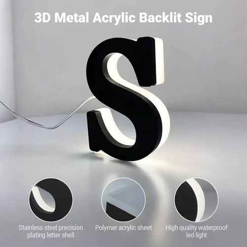 Vista 7 de Custom Business Logo Sign, LED Backlit Channel Letters for Wall Letrero de negocios personalizado