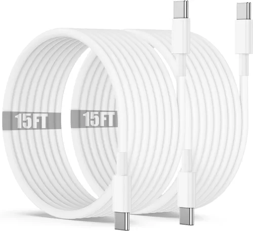 Vista 18 de Cable de carga USB C a C de 10 pies, 60W, tipo C a C, cable de carga rápido largo para Apple iPhone 17 Pro Max/17 Air/16 Pro Max/15 Plus, MacBook