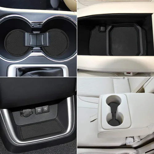 Vista 2 de Auovo Alfombrillas antipolvo para puerta Toyota Highlander Accesorios 2019 2018 2017 2016 2015 2014 Inserto para portavasos con revestimiento