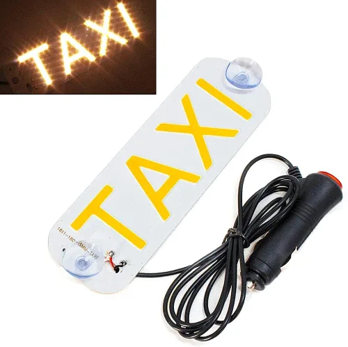Vista 9 de Luz de taxi con enchufe Cig-arette, montaje de succión de taxi de 12 V CC en la lámpara de taxi con cubierta de viento del automóvil, 2 modos de Rojo