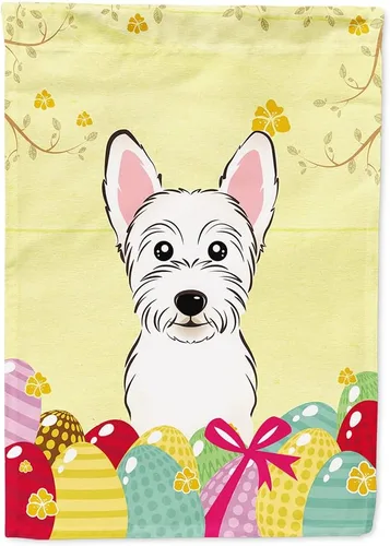 Vista 130 de Caroline's Treasures BB1920CHF - Bandera de caza de huevos de Pascua con diseño de bulldog francés, para casa, gran porche, para colgar en la pared