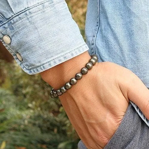 Vista 2 de DHYANARSH Pulsera original de la pirita, joyería de la astronomía, AAA con el hilo ajustable del tamaño, Gema Piedra, Ágata