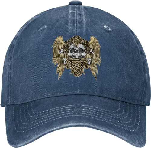 Vista 2 de Cowboy Hat Trendy Hats for Man and Women Djustable Four Season Outdoor Baseball Cap of Hell Skull with Angel Navy Blue