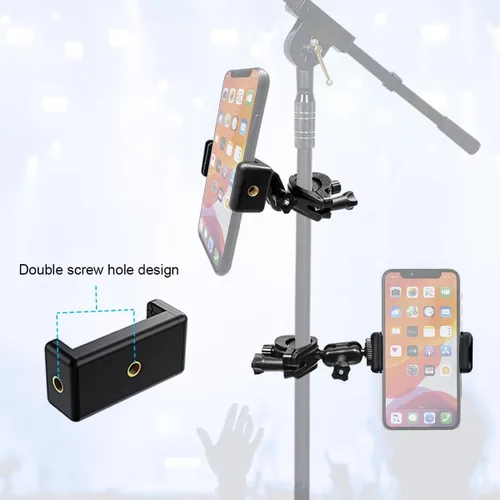Vista 2 de Soporte de Teléfono para Pie de Micrófono Soporte de Teléfono Ajustable para Pie de Micrófono Soporte de Música