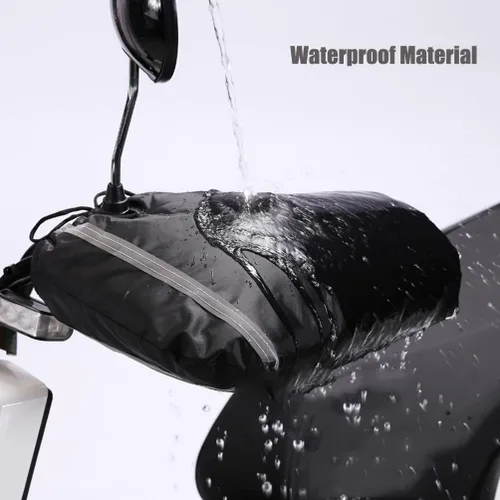 Vista 3 de Guantes de manillar de motocicleta, guantes de mano, guantes de invierno para ciclismo, calentadores de manos, resistentes al viento, impermeables