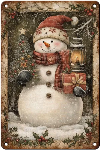 Vista 23 de Letrero de metal con texto en inglés "Just a Girl Who Loves Christmas", póster de hojalata para árbol de Navidad, decoración conmovedora de pared