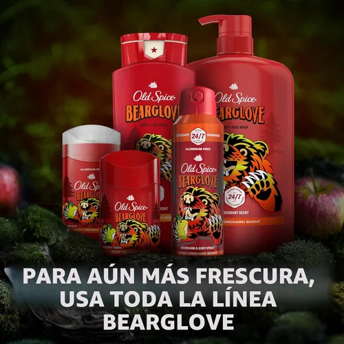 Vista 8 de Old Spice Desodorante sin aluminio para hombres, protección contra el olor 24/7, frescura y aroma duradero 24/7, se aplica transparente, Bearglove