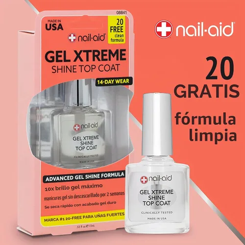 Vista 3 de NAIL-AID Gel Xtreme Shine Top Coat, transparente, 0.55 onzas líquidas