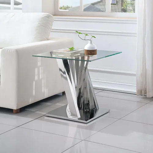 Vista 37 de Mesa de centro de cristal de lujo, mesa de centro de sofá de 47 pulgadas con marco de acero inoxidable dorado y parte superior de vidrio negro, mesa
