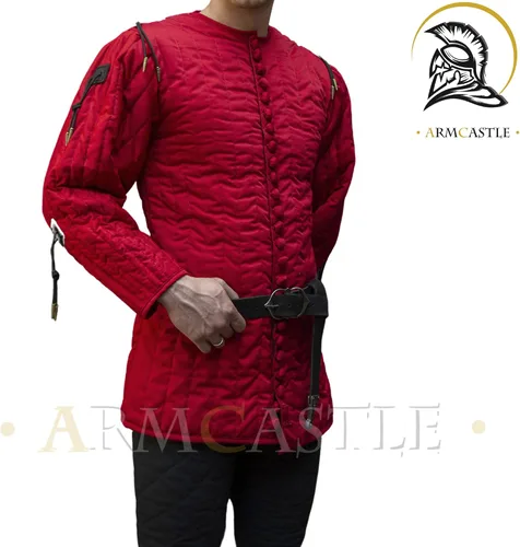 Vista 2 de Armadura Gambeson tradicional medieval para protección corporal, Aketon acolchado medieval para esgrima SCA