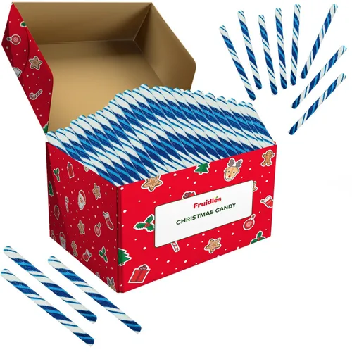 Vista 5 de Fruidles - Piruletas de azúcar navideñas en caña, sabor multicolor a frutas mixtas al estilo tradicional, envueltas individualmente, 5.5 pulgadas