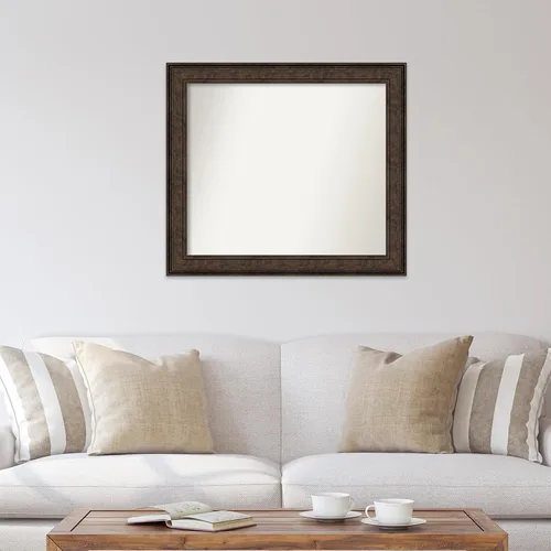 Vista 199 de Amanti Art Espejo de pared personalizado no biselado (25 x 25 pulgadas), marco de bronce acentuado, varios tamaños personalizados, espejo de baño