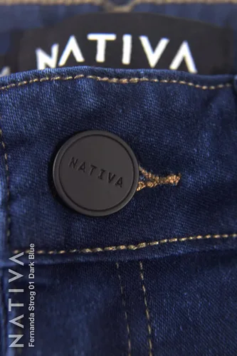 Vista 6 de Nativa Pantalones de mezclilla de tiro alto para mujer, tela de mezclilla de piel de durazno, pierna recta, ajuste elástico Fernanda, fuerte, ultra