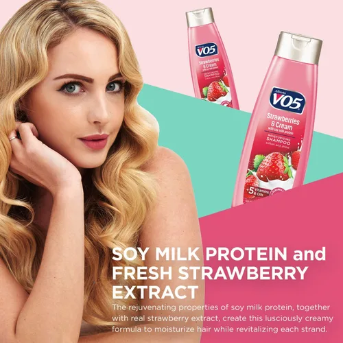 Vista 3 de Champú Moisture Milks, 15 onzas, fresas por Vo5 (paquete de 2)