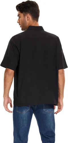Vista 4 de MAXJON Camisas de guayabera para hombre, camisas cubanas de manga corta