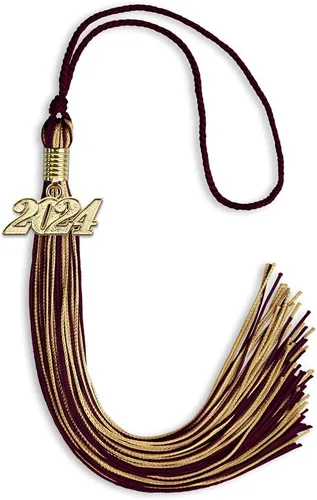 Vista 27 de Endea Graduation - Borla de doble color mixto con fecha dorada (negro/dorado antiguo, 2021)
